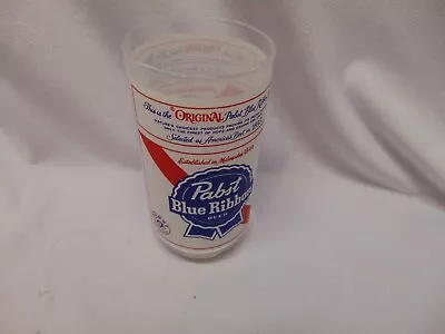 Vintage Pabst Blue Ribbon Beer Glass Red Blue Colors Double Sided Logo 5 3/4  • $5.99