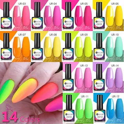 UR SUGAR Neon Fluorescent Gel Polish Soak Off UV LED Nail Gel Yellow Red Matte • $2.29