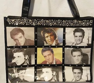 Ashley M Womens Tote Purse Removable Elvis Photos Rhinestone Studs # 1722 • $14.88