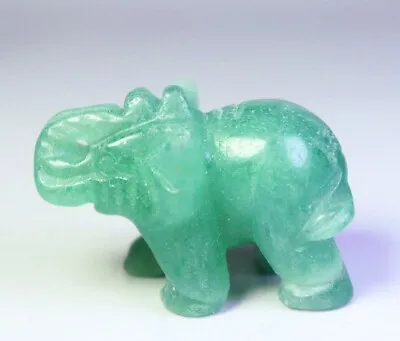 $0.99 • Buy Natural Polished Green Aventurine Quartz Crystal Palm Stone Carved Elephant
