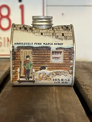 New Old Stock - 1984 Pure Maple Syrup Log Cabin Tin New England Container Co • $22.50