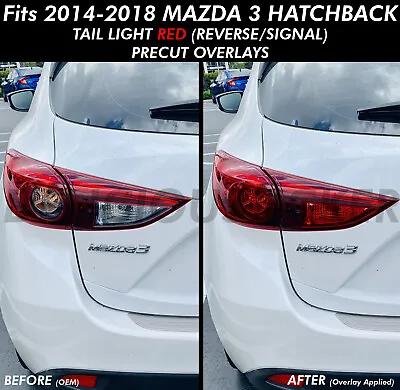$18.99 • Buy RED JDM Tail Light Rear Signal Reverse Overlays PreCut Tint For 14-2018 Mazda 3