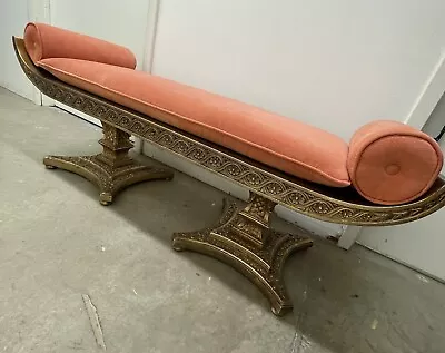 Rare Gilded Carved Italian Gondola Form Upholstered Window Bench • $1000