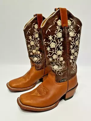 Reyme Made Mexico Floral Embroidered Square Toe Western Boots ~ Women’s 8 (25MX) • $74.79