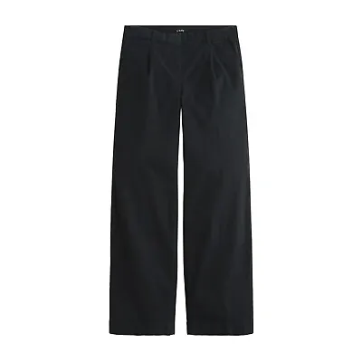 J.Crew Pleated Capeside Chinos Womens Tall Sizes High Rise Wide Leg Black Pants • $39.95