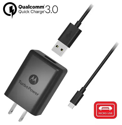 OEM Moto TurboPower 15 Plus - QC 3.0 Wall Charger With USB-B/micro Cable Black • $10.97