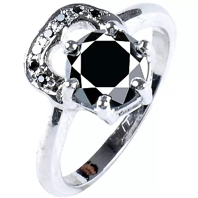 Spectacular Round Cut Anniversary Ring Crafted 1.74 Ct Black Moissanite Diamond • $0.99