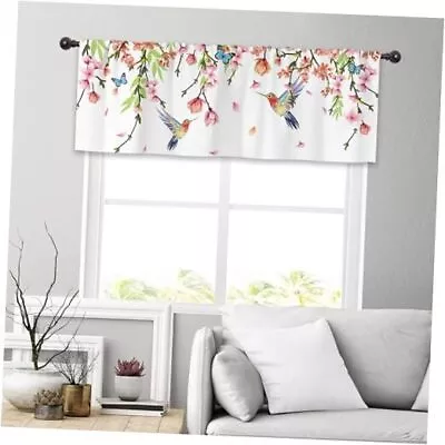  Pink Flower Valance Spring Floral Kitchen 52Wx18H Hummingbird Flower • $30.89