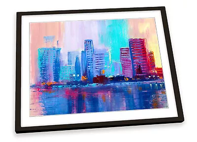 £39.99 • Buy City Skyline Buildings Repro FRAMED ART PRINT Picture Poster Artwork