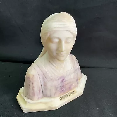 Antique Marble & PURPLE Alabaster Carved Statue  Sculpture Bust Of Beatrice • $350