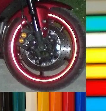 Red 3m Custom Reflective Motorcycle Car Rim Stripes Wheel Decals Tape Stickers • $16.49