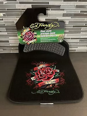 ED HARDY Embroidered Rose Flower Universal Car Floor Mats Carpets - 2PC-Set NEW • $49