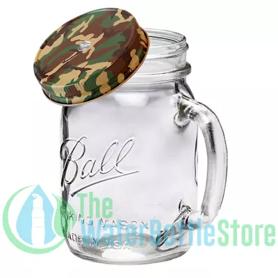 16 Oz Ball Mason Jar Mug Glass Water Bottle Top Reusable Drinking W/ Handle New • $12.88