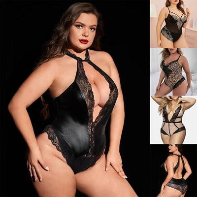 £3.52 • Buy Plus Size Womens Sexy Bodysuit Lingerie Babydoll Nightwear Valentine Sleepwear