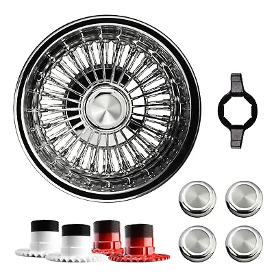 13x7 Rev 72 Spoke SS Straight Lace Lowrider Wire Wheels Hex Cut Caps Set Of 4 • $1120