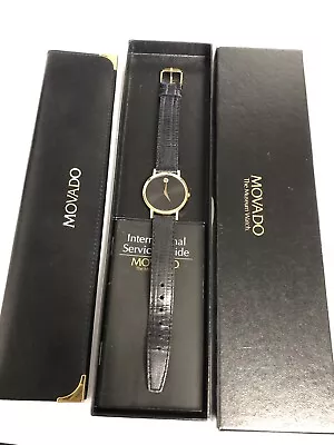 Vintage Movado The Museum Watch Quartz Black 87-45-882 • $49.99