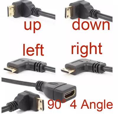 90 Degree Up/Down/Left/Right Angled Mini HDMI Male To HDMI Adapter Female Cable • $1.69