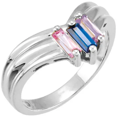 Mother's Jewelry Sterling Silver 2-6 Baguette Birthstones Mothers Ring Moms Gift • $120