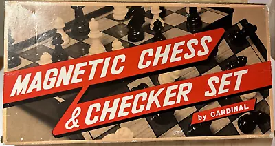 Magnetic Chess And Checkers Set 10x10 Plastic By Cardinal - Made In Japan 1960s • $24.77