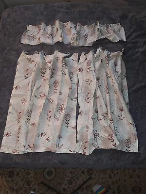 Cafe Curtains Mid-Century Atomic Floral Print Vintage Runged - Late 1950's! • $49.99