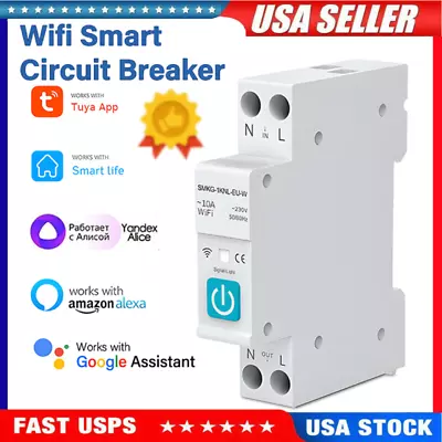 Tuya WiFi Smart Circuit Breaker Switch 1P 63A DIN Rail Smart Home ZigBee US • $20.33