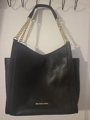 Michael Kors Newbury Black Pebbled Leather Gold Chain Shoulder Bag Tote *NWT* • $180