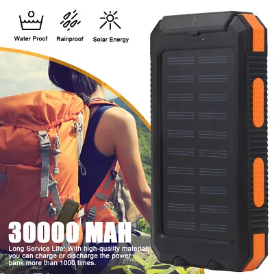 $21.89 • Buy Portable LED Solar Power Bank External Battery Dual USB Phone Charger Waterproof