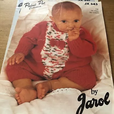 Paint Pot Jarol Baby Knitting Pattern All In One DK Baby Romper Babygrow • £1.99