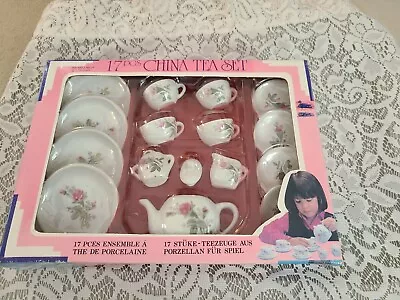 Vintage Moss Rose Toy Dollhouse 17 Piece China Tea Set-Retired NIB • $21.99