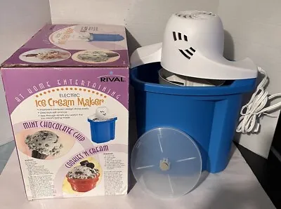 Vintage Rival 4 Qt Electric Ice Cream Yogurt Sorbet Maker Blue Bucket 8804 • $28.50