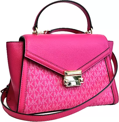 Michael Kors Whitney Medium Flap Top Handle Satchel Xbody Bag MK Electric Pink • $119.95