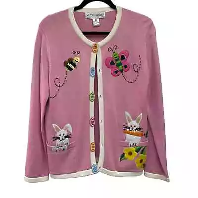 Vintage Victoria Harbour Button Front Easter Bunny Cardigan Sweater Small ASIS • $35