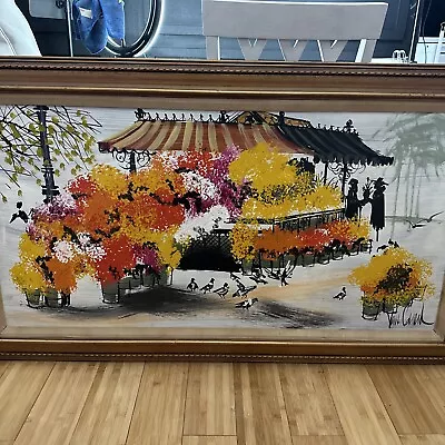 Vintage MCM Oil Painting By Van Gaard - Vanguard Studios - 56x32.5 • $800