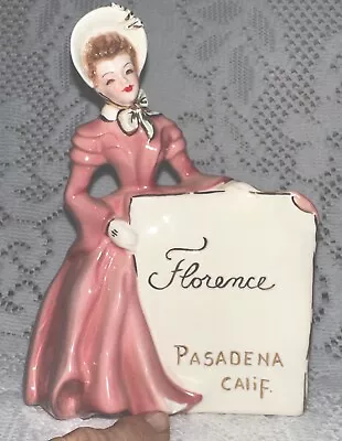 RARE Florence Ceramics FLORENCE LADY DEALER SIGN Pasadena California As Is • $39.99