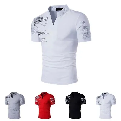 Stylish Men's Slim Fit Short Sleeve Business Blouse Tshirt For Outdoor • £9.53