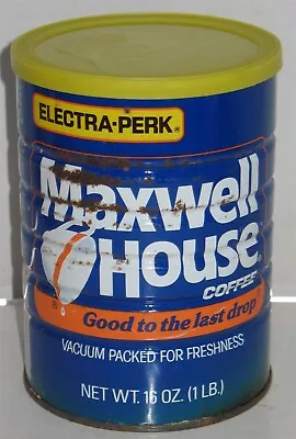 Vtg Empty Maxwell House Coffee 1 Pound Electra-Perk Tin Can W/Lid Prop Display • $5