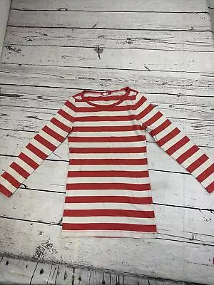 J Crew Iconic Women Tshirt M Runs Small Round Neck Red White Stripe Dingy • $10.83