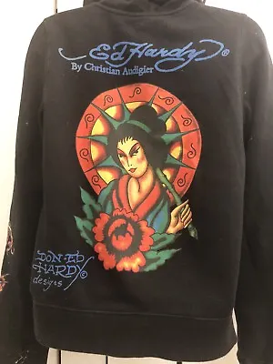 Vintage Ed Hardy Christian Audigier  Women Fur Sherpa Y2k Skull Love Kill Hoodie • $99