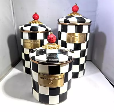 3 Mckenzie Childs  Enameled Metal Containers • $350