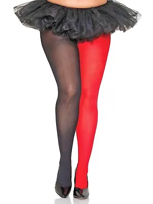 $11.95 • Buy Plus Size Mismatched Jester Tights Two Tone Pantyhose Womens Queen 
