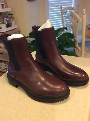 Madewell Bradley Chelsea Ankle Boots Lugsole Boot Dark Cabernet Wine Pull On 7.5 • $79.99