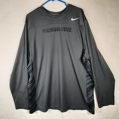 Michigan State Spartans Dri Fit Shirt Mens 2XL Grey/Black Long Sleeve • $20