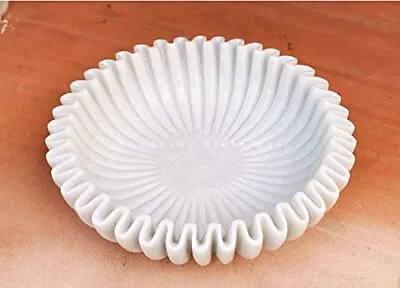 Swadeshi Blessings Handcrafted Marble Ruffle Bowl/antique Scallop Bowl 8 Inches • $36.88