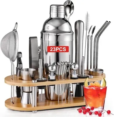 Stainless Steel Cocktail Shaker Mixer Bar Gift Set 23pcs Martini Maker Kit 750ml • £22.99