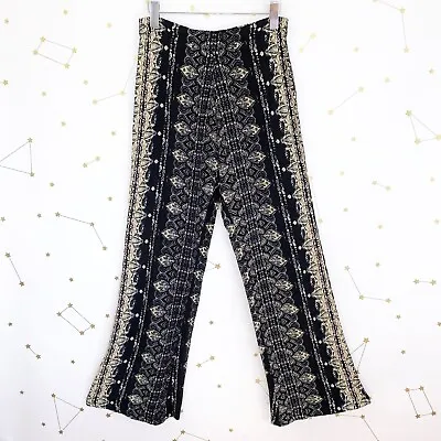 Cleobella Pants Size Small Black Paisley Print Tavi Moroccan Wide Leg High Rise  • $15