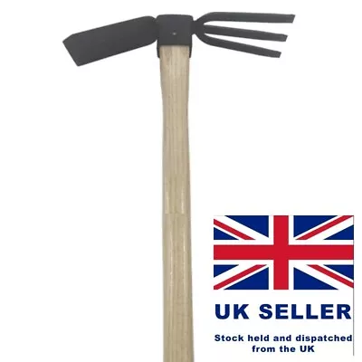 Combination 3-tine Hand Cultivator Mattock Hoe 35 X 24 Cm UK • £8.50