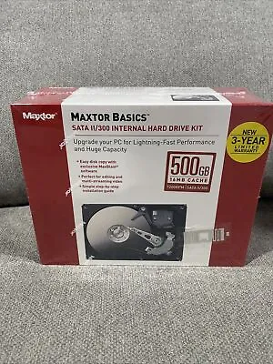 Maxtor Basics SATA /300 Internal Hard Drive Kit 500 GB 16 MB 7200 RPM NEW SEALED • $35