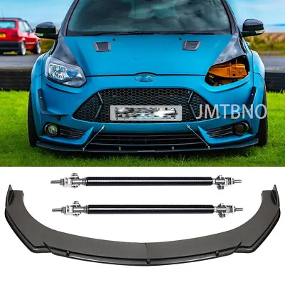 For Ford Focus ST MK3 Carbon Fiber Front Bumper Lip Spoiler Splitter +Strut Rods • $109.49