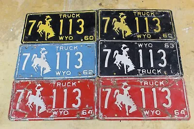 $59.95 • Buy Wyoming License Plate Lot 6 Plates Matching Numbers 1960 1962 1963 1964