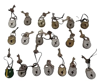 Lot Of 20 Miniature Padlocks W Keys Luggage Locks Novelty Locks • $31.45